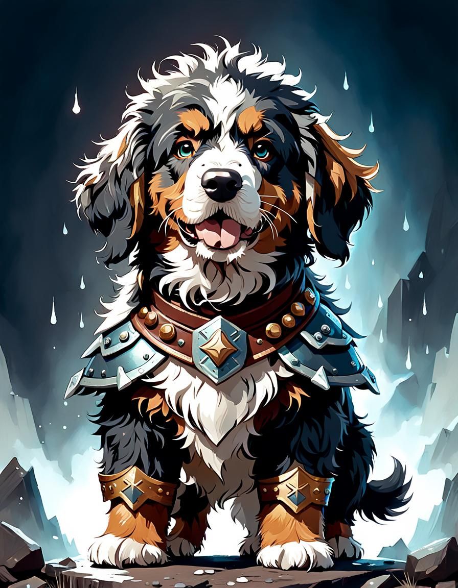 Barbarian Bernedoodle Digital Art Portrait