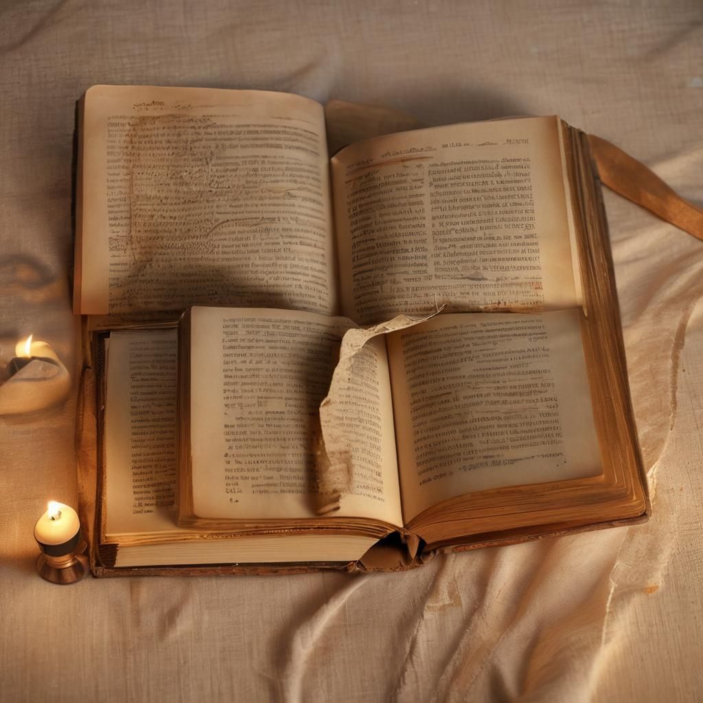 Old Book Illuminated by Candlelight in Hyperrealistic Art