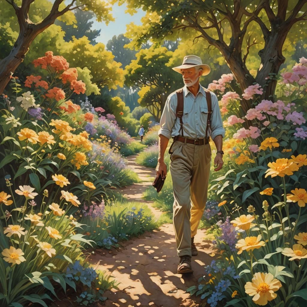 Lush Lydian Flower Garden Oil Painting