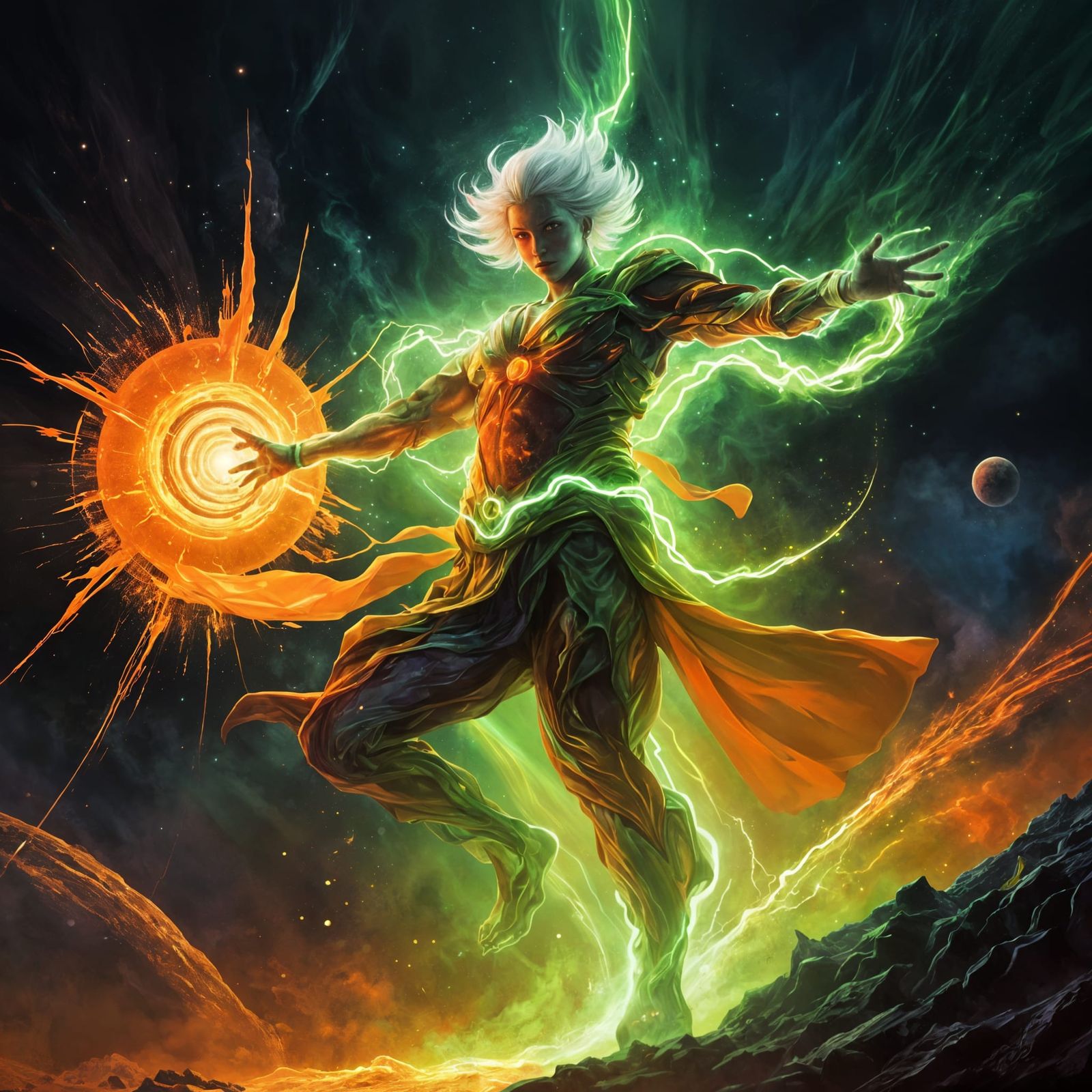 Cosmic Energy Spell in Nebula, Abstract Art