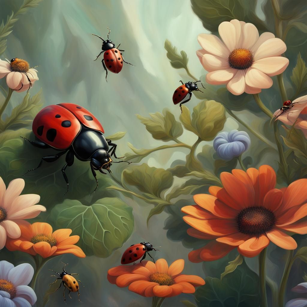 Beetles and Bees in Flower Habitat, O'Keefe Style