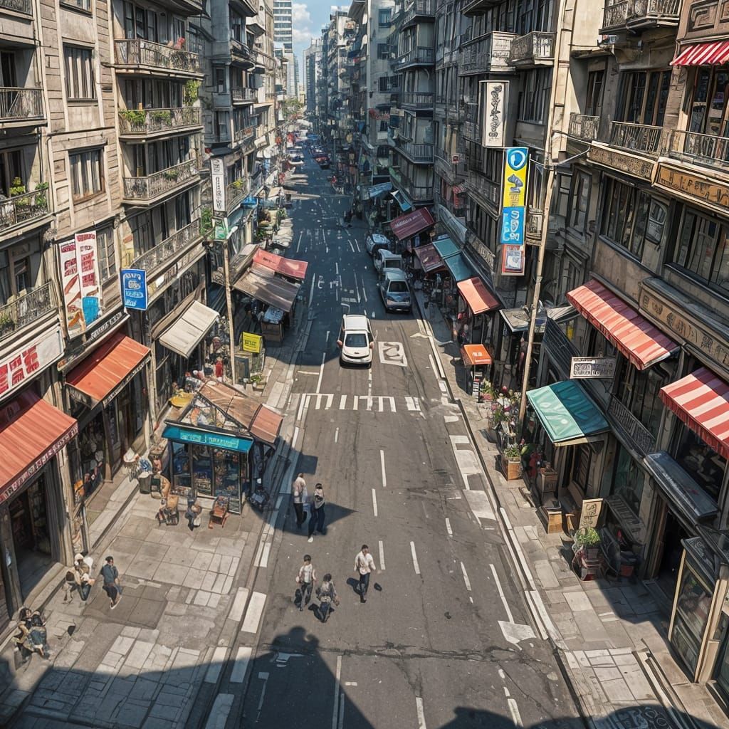 Anime Cityscape in 2.5D Style with Deep Color