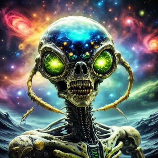 Bioluminescent Alien Portrait in Cosmic Horror Style