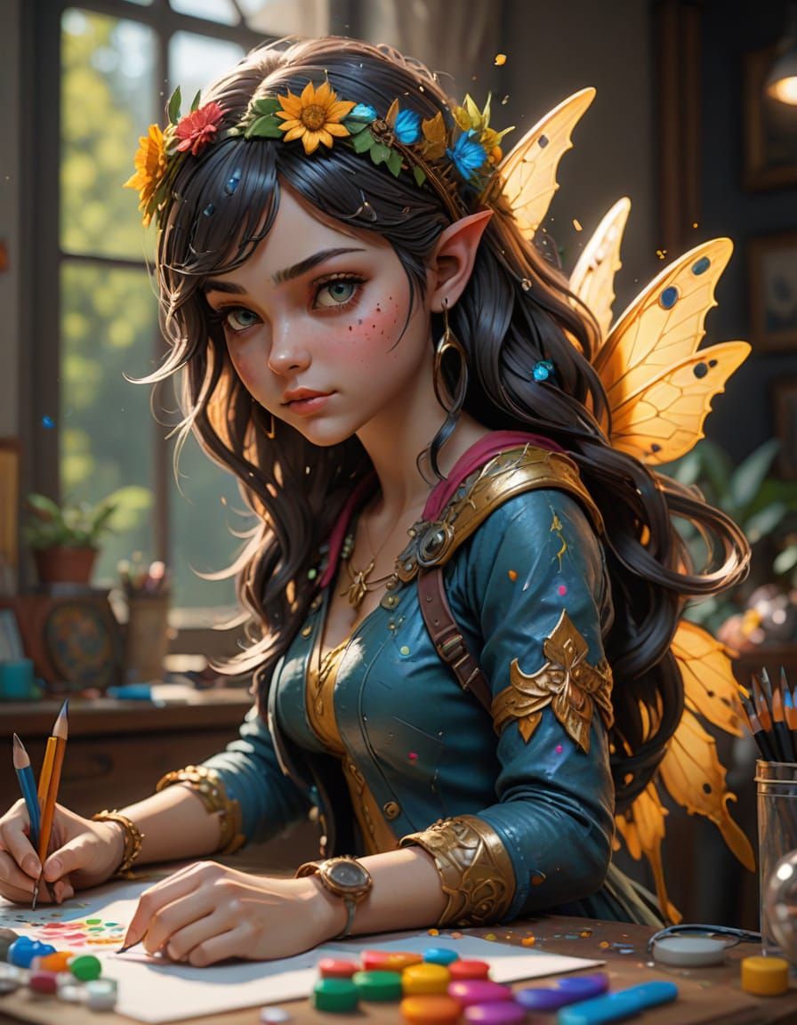 Whimsical Fairies Create Artistic Masterpiece
