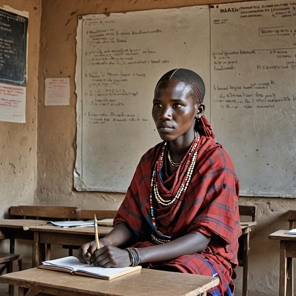 Masai Girl in a Modern Classroom