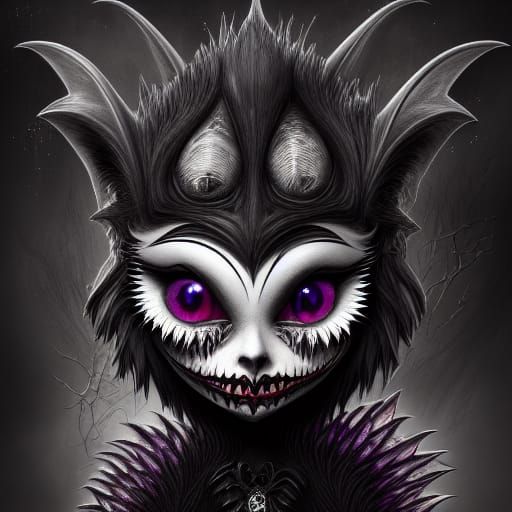 Evil Batty Beast in Tim Burton Style