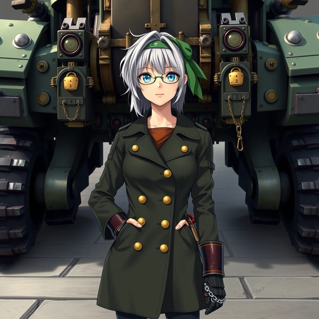 Roberia Karurīni Posing with Steam-Powered Mecha
