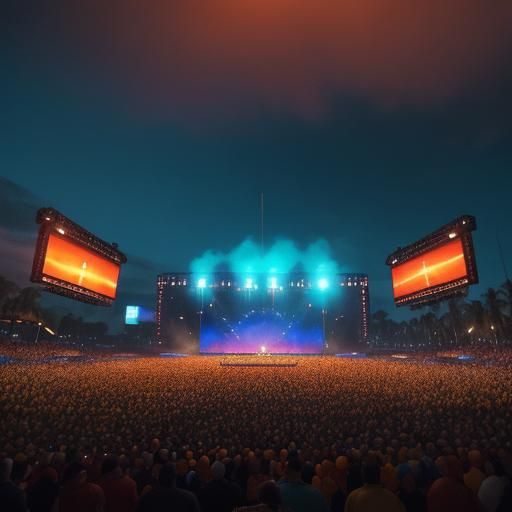 Island Football Fans Cheering in Sunset Glow