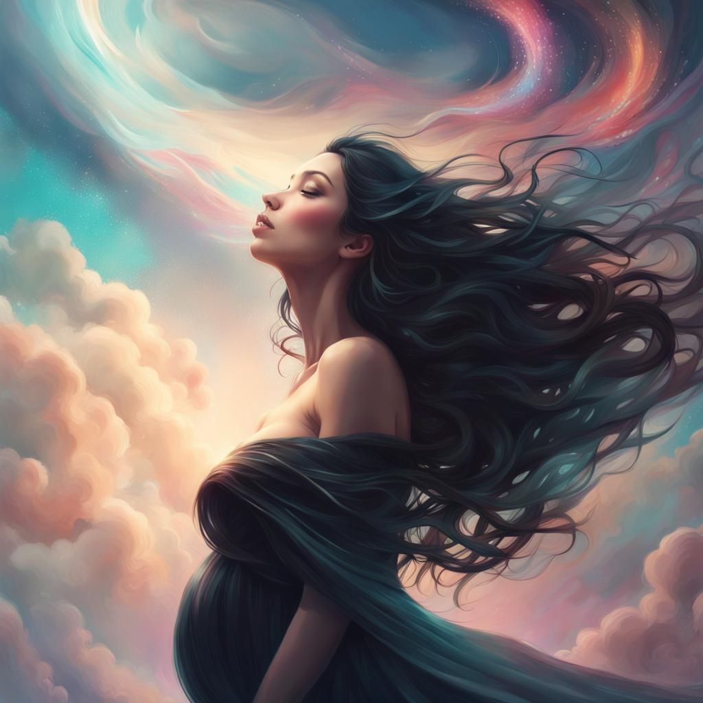 Elegant Pregnant Woman Thanking the Heavens