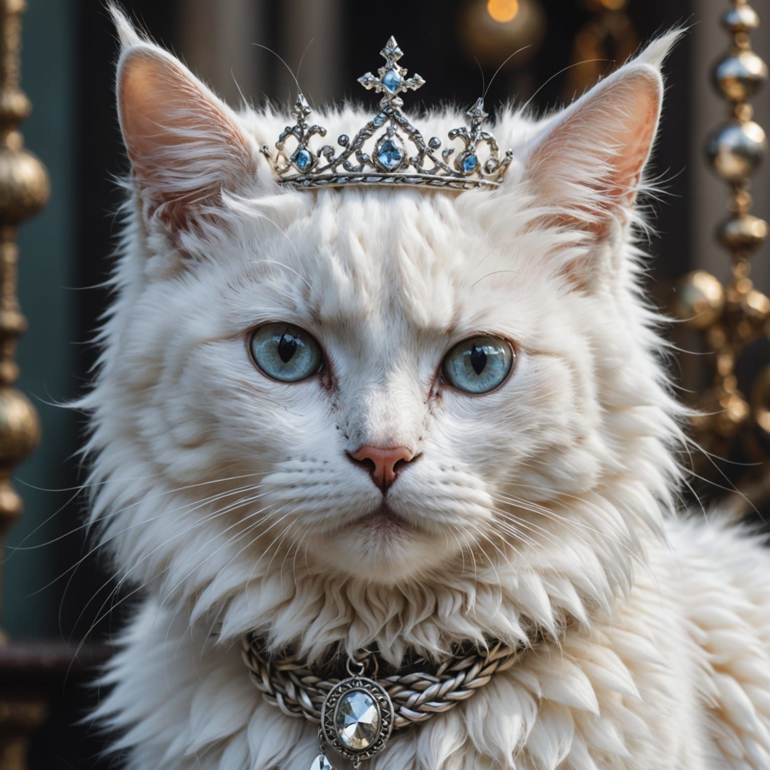 Braided Cat Portrait in Hyperrealistic Digital Art