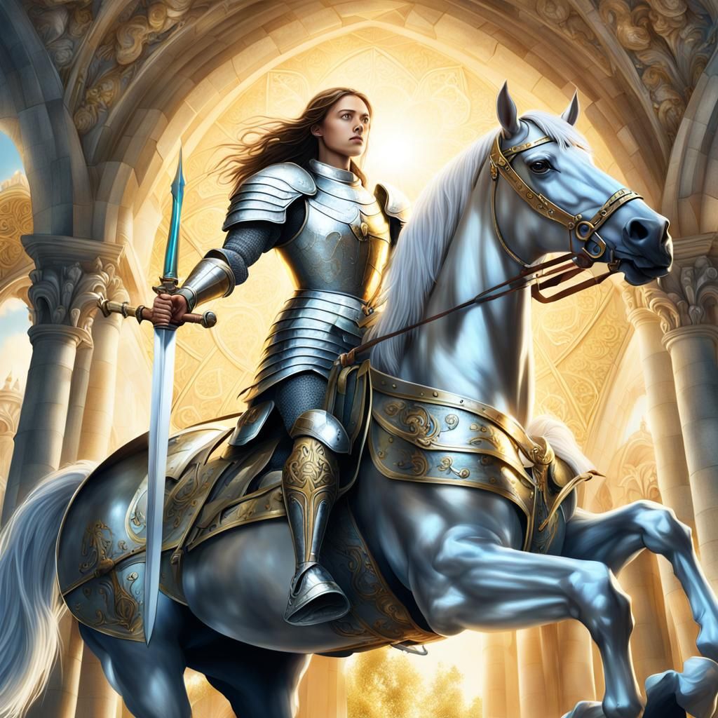 Joan of Arc in Silver Armor, Digital Art