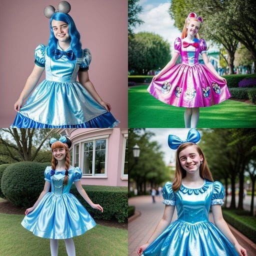 Transfem in Alice Dress, 4K Photography