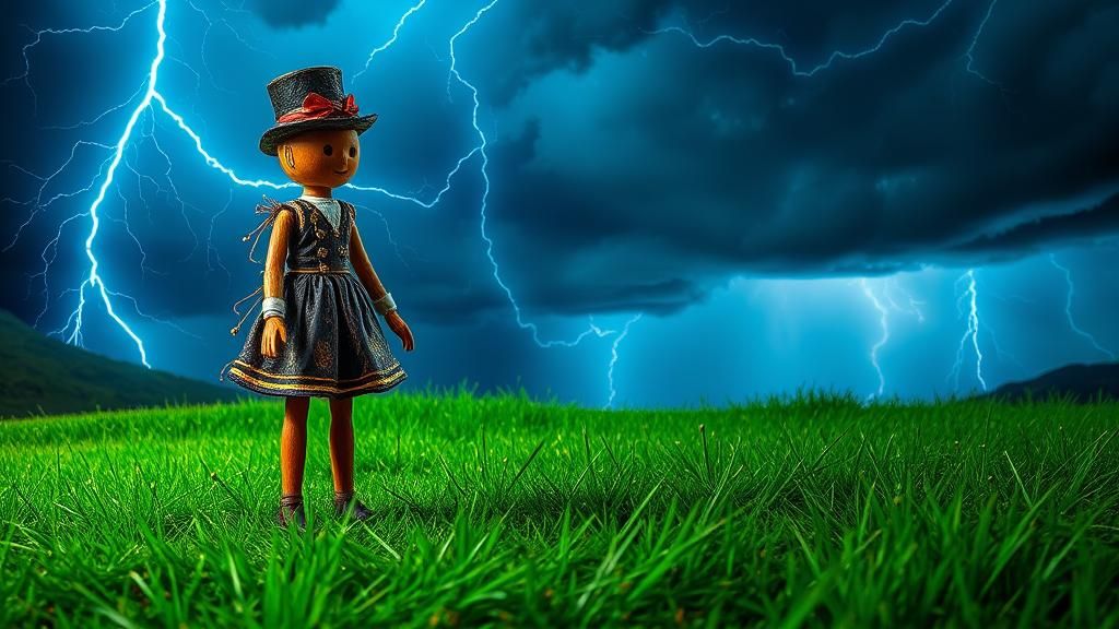 Voodoo Doll on Golf Course in Surreal Style