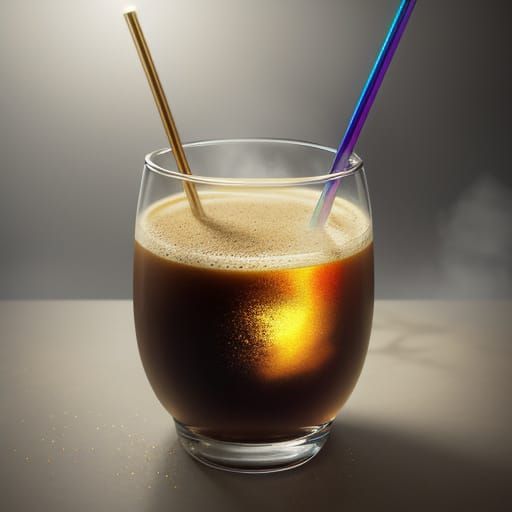 Coffee Beans in Rainbow Glass: Ethereal Fantasy Art