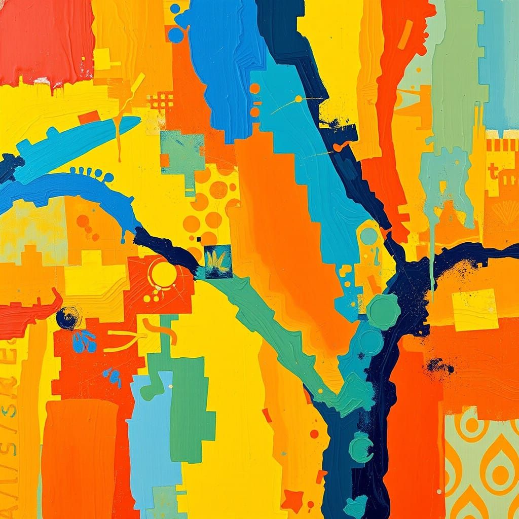 Vibrant Color Abstraction in Bold, Spontaneous Style