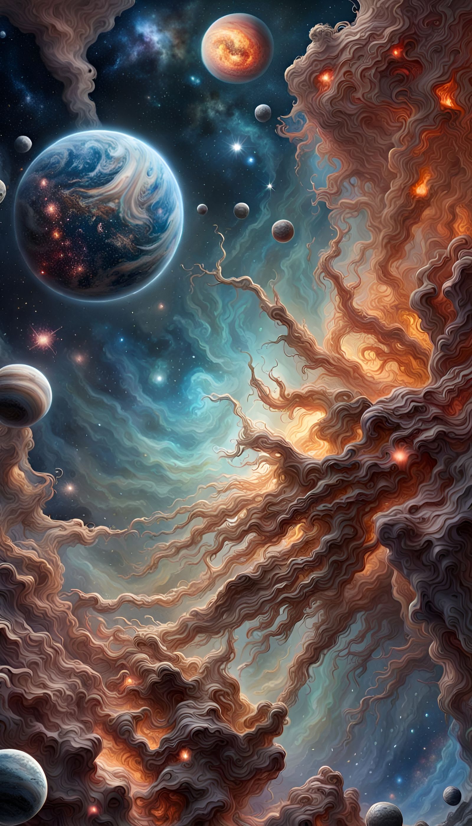 Detailed Cosmic Spacescape with Nebulas and Stars