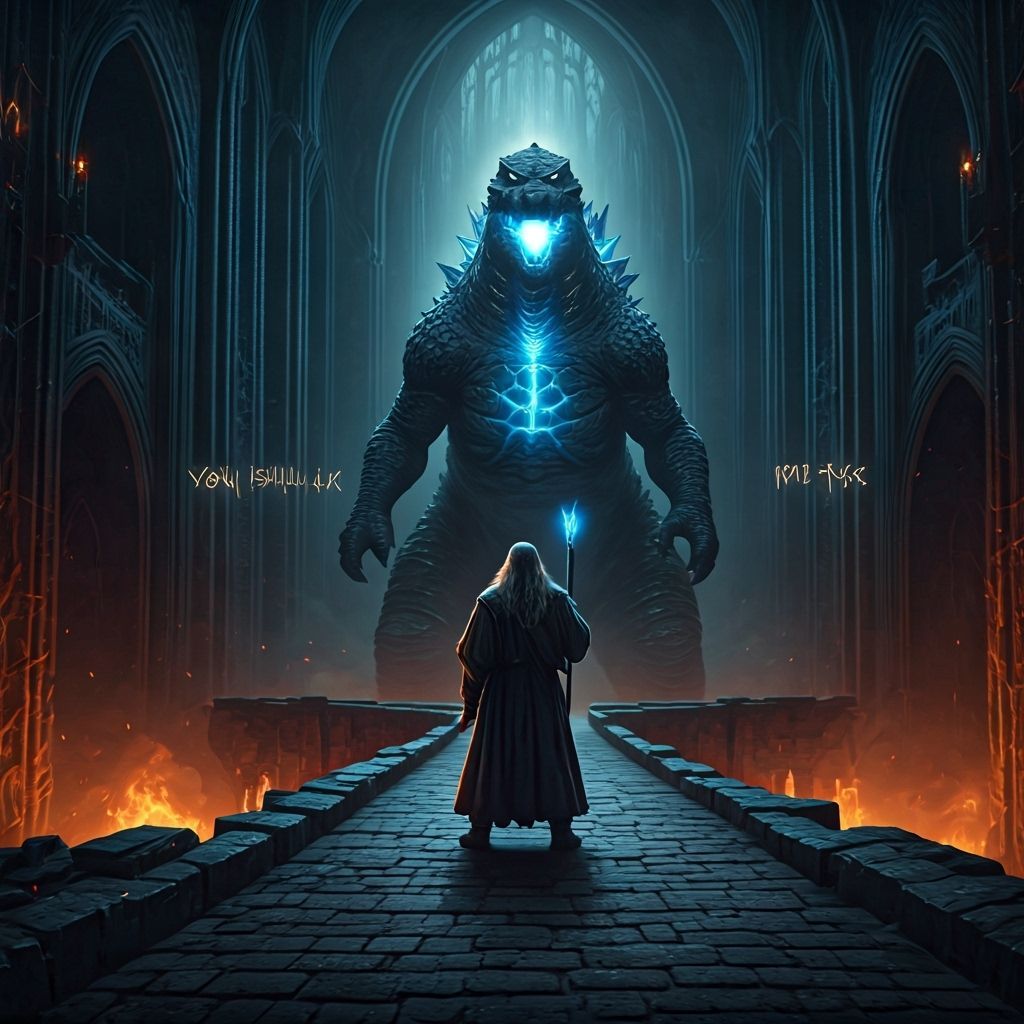 Gandalf Faces Godzilla on Moria Bridge