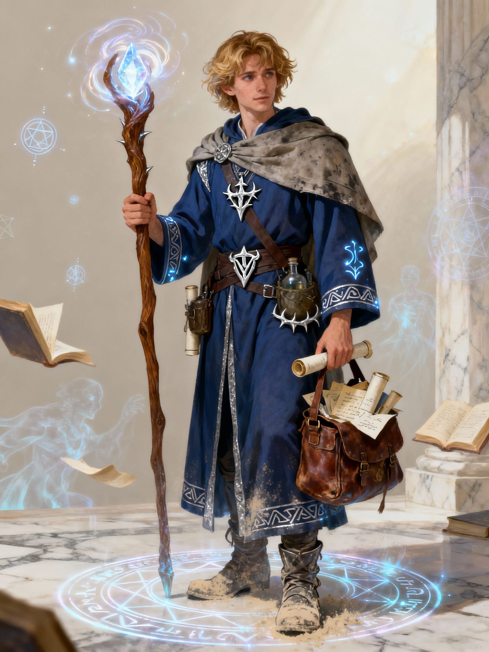 Mage Apprentice Eunomios Thorne in Sapphire Robes
