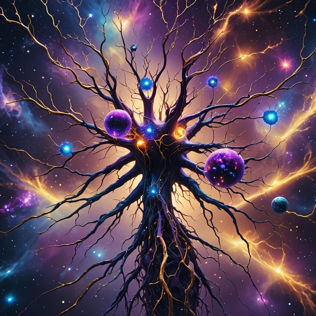 Vibrant Neuron Explosion in Cosmic Digital Art