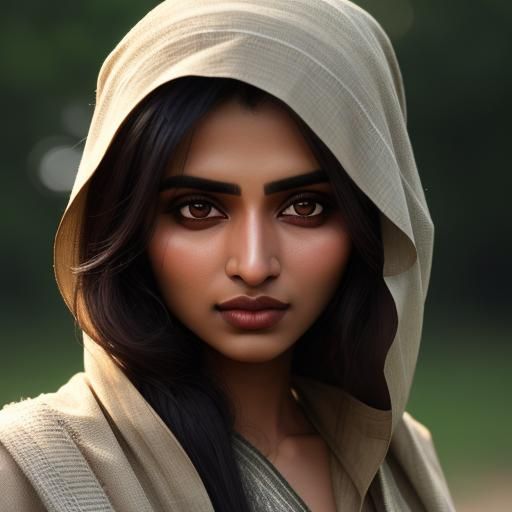 Pakistani Girl Portrait in Village, Natural Lighting