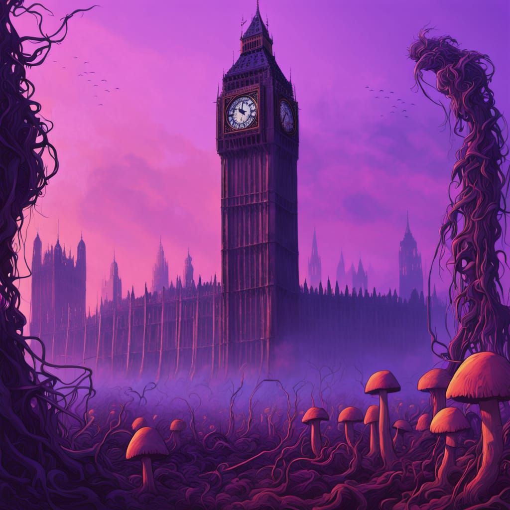 Post-Apocalyptic London in Beksiński-Ngai Style