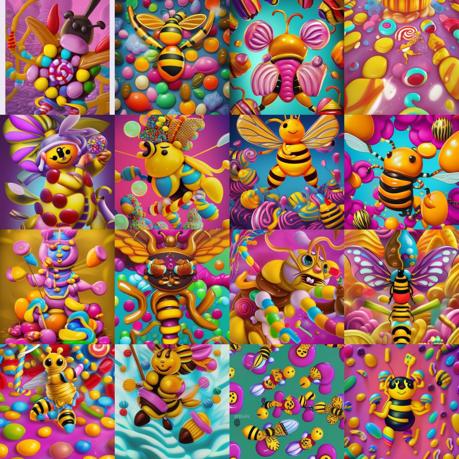 Candy Art Bee Warrior: Hyperrealistic Digital Illustration