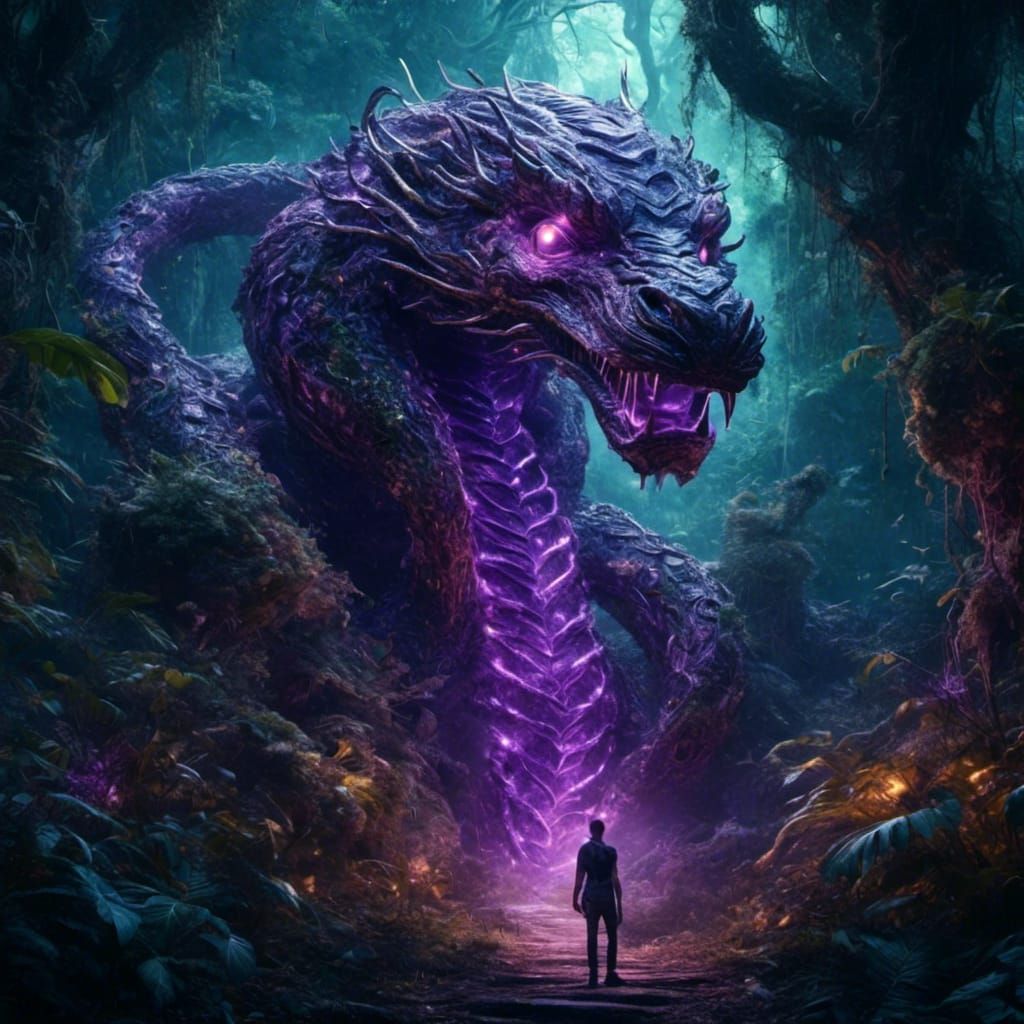 Serpent Golem of Eyes in Eerie Jungle Temple