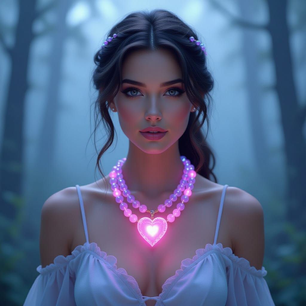 Ethereal Necklace with Jelly Beads in Dreamy Landscape