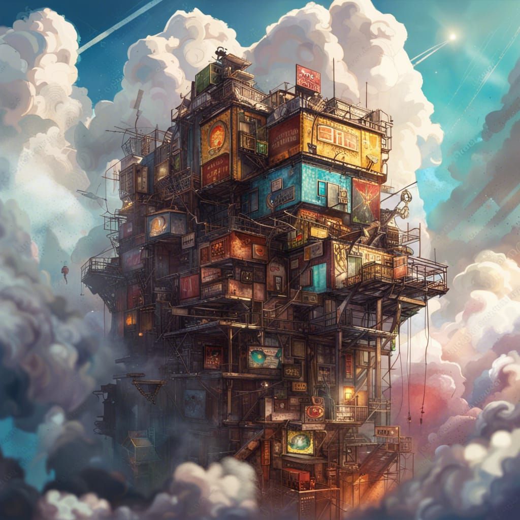 Diamond City in the Clouds: Hyperrealistic Concept Art