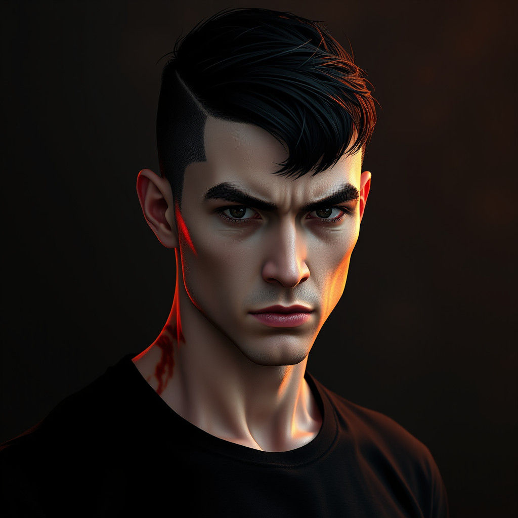Man with Burn Scar in Detailed Digital Art Style