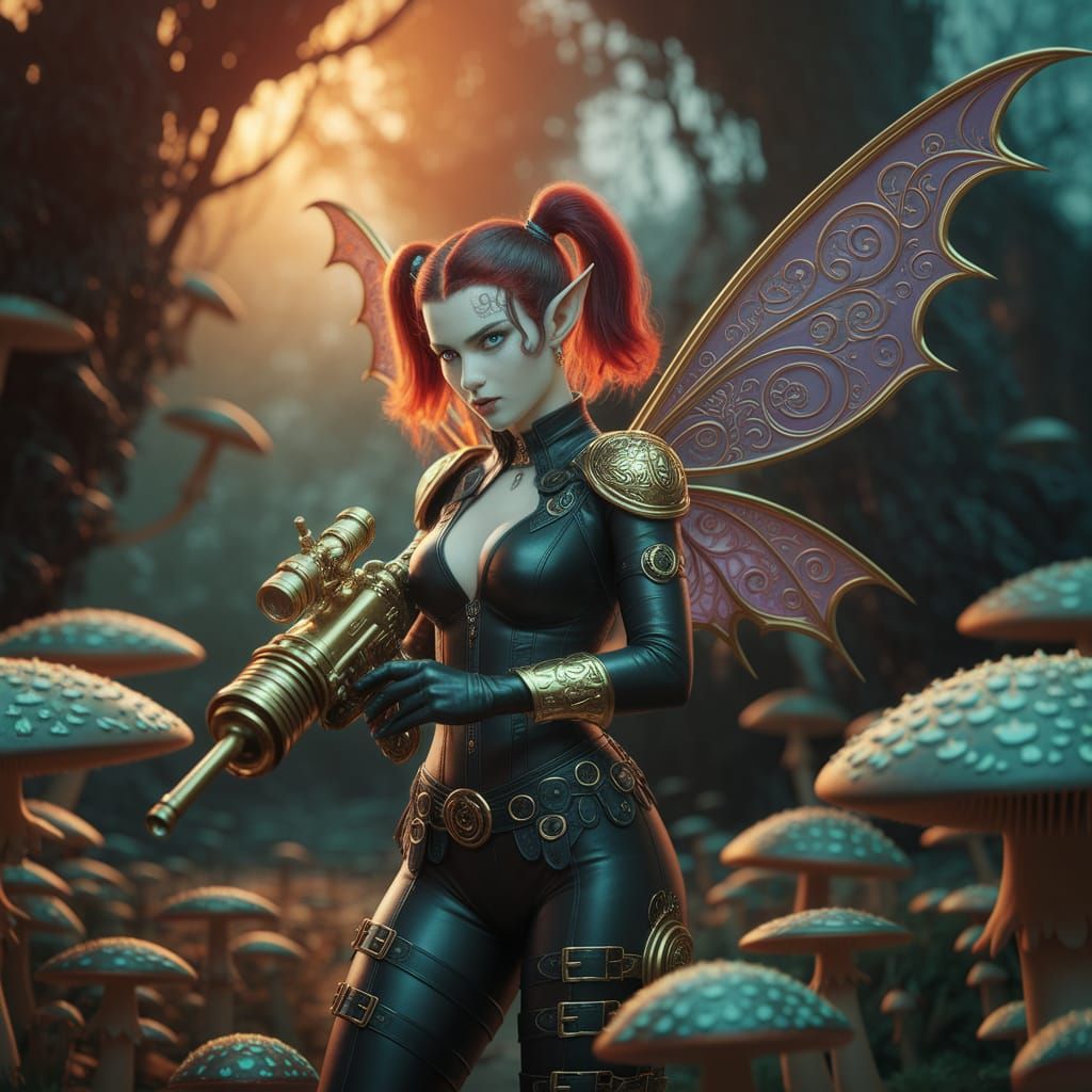 Fae in full battle gear.