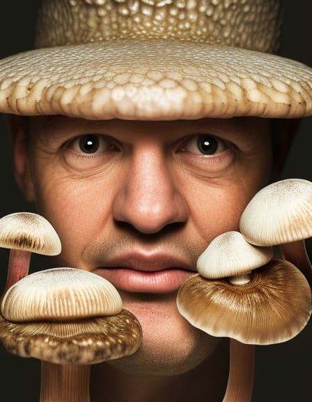 Mushroom Man Portrait in Professional Photography Style