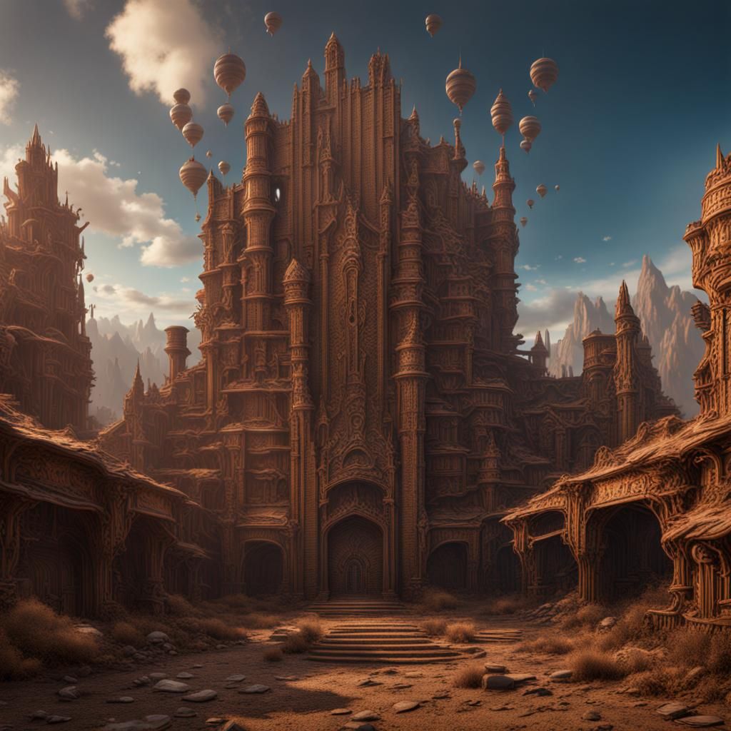 Fantastical Cardboard World: Detailed Matte Painting