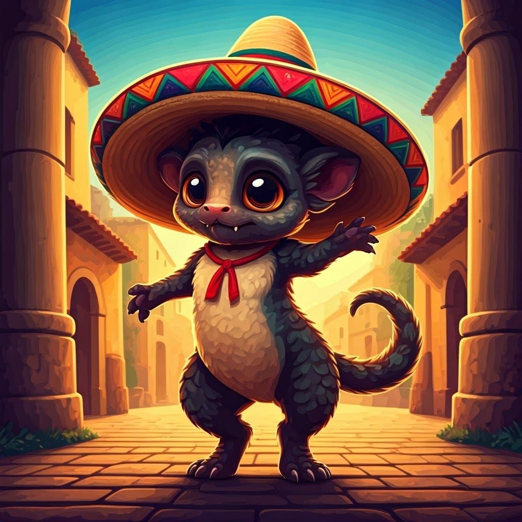 Adorable Chupacabra Dancing in Mexican Village