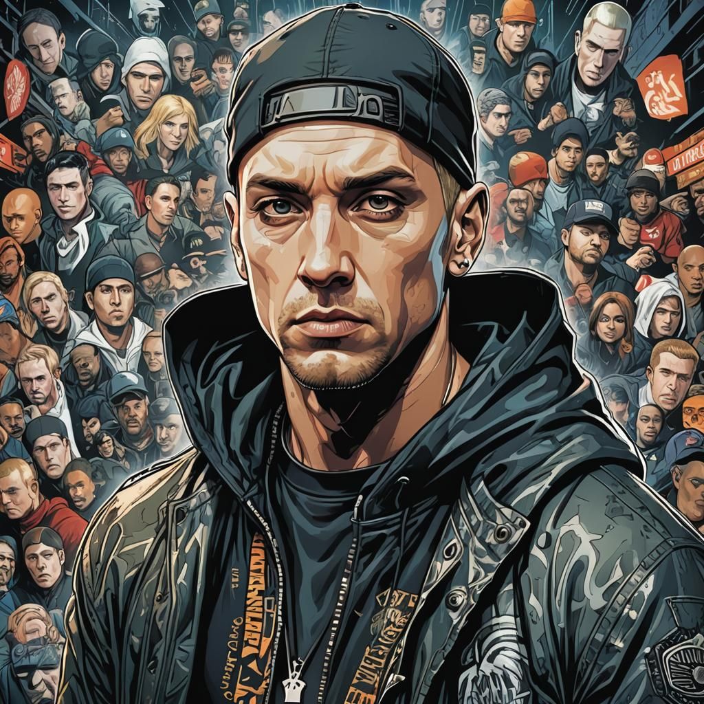 Eminem Portrait in Comic Book Style