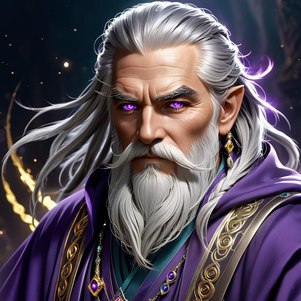 Wise Old Sage Writing with Quill, Rembrandt Style