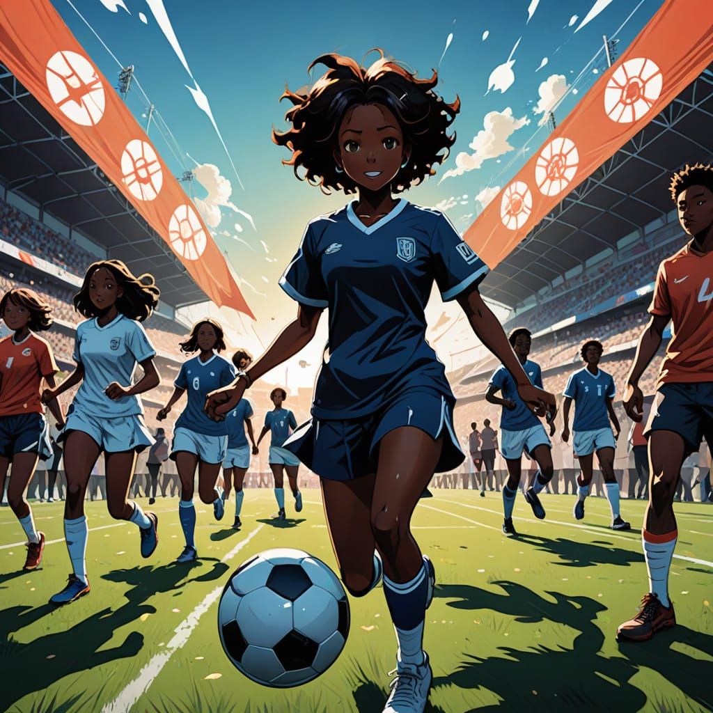 African College Football Girl in Vibrant Stadium Scene
