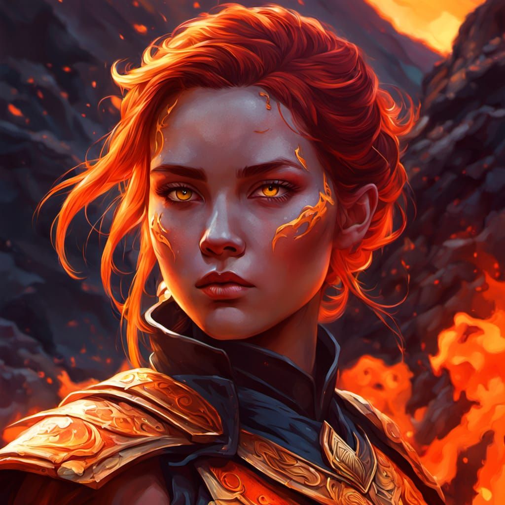 Volcanic Fire Sorceress with Molten Gold Jewelry
