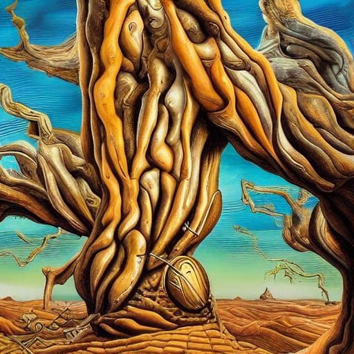 Surreal Alien Landscape with Melting Clocks, Dali Style