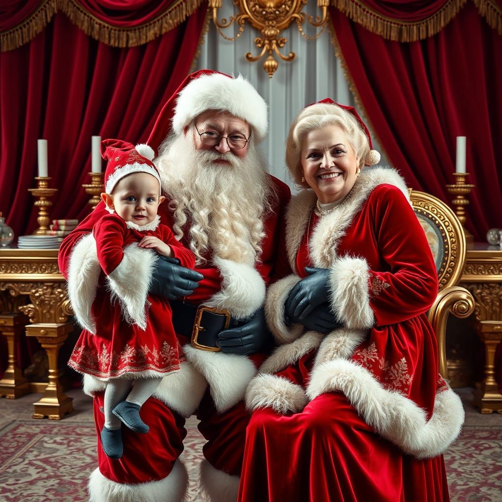 Vintage Santa Claus Family Portrait in Golden Age Hollywood....