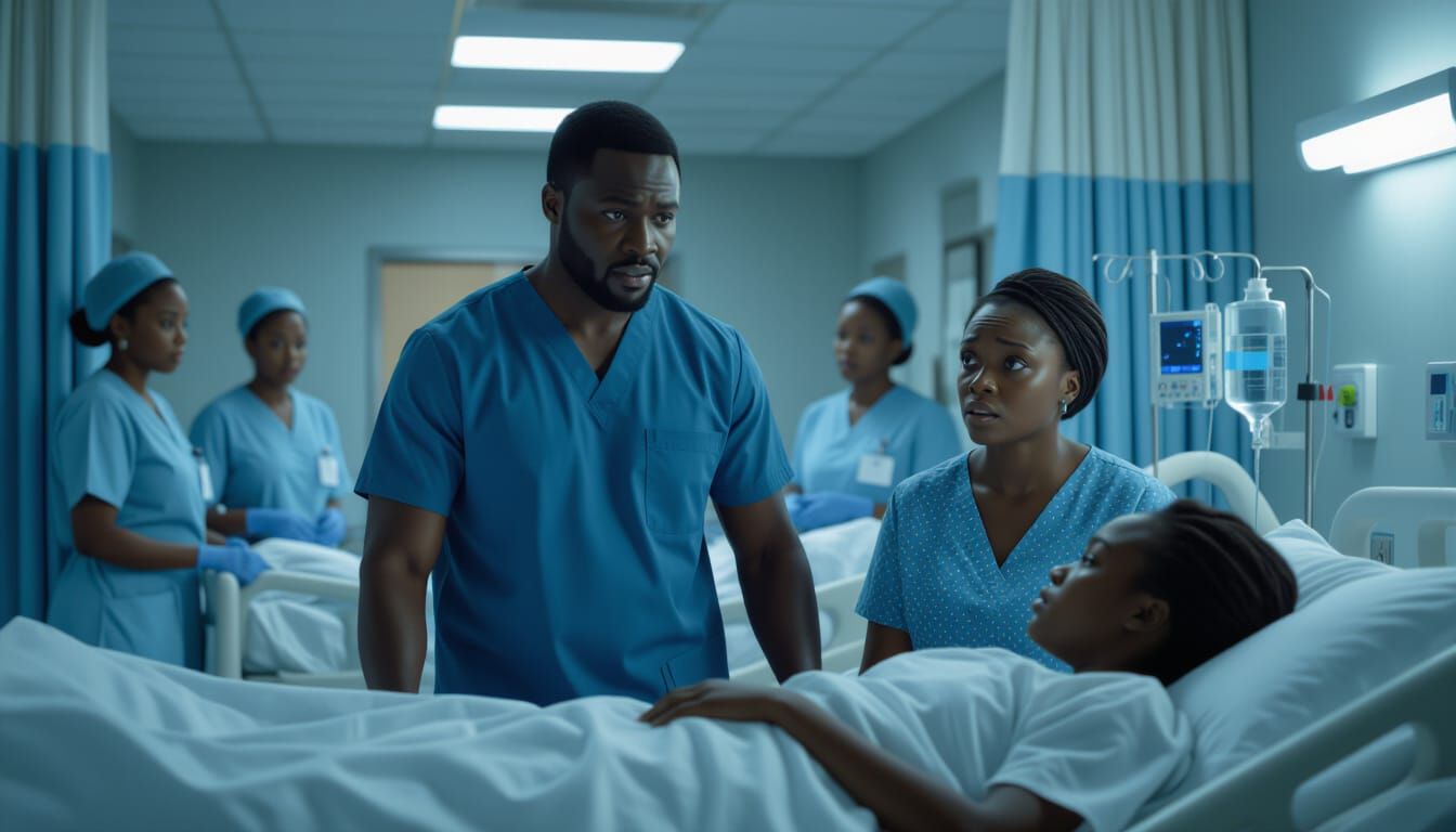 Dramatic Hospital Scene with Emotional Tension