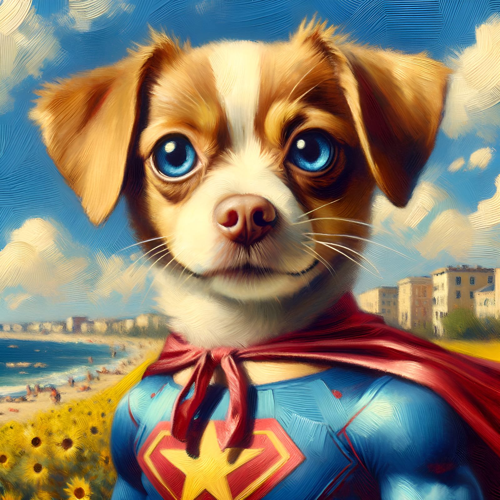 Dog Superhero Oil Painting in 19th Century Style