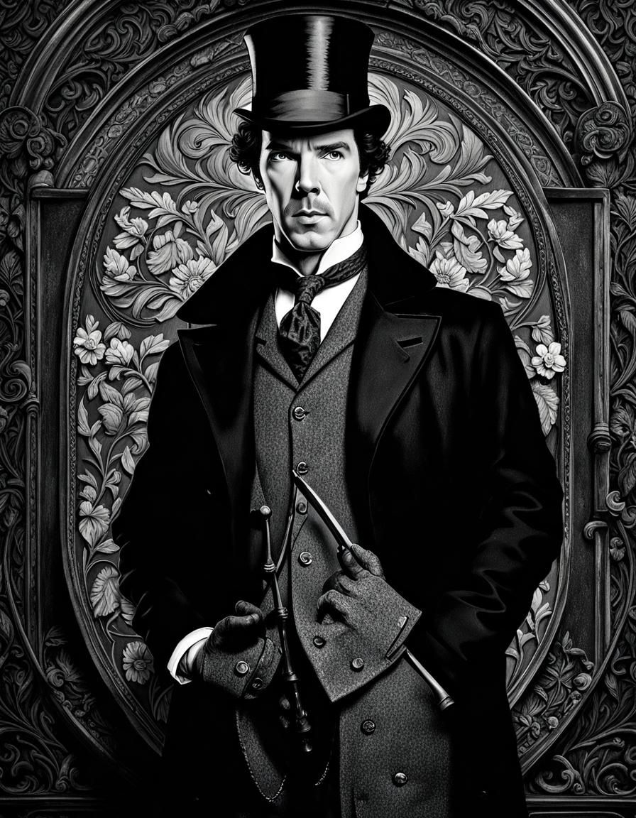 Sherlock Holmes Portrait in Pre-Raphaelite Style