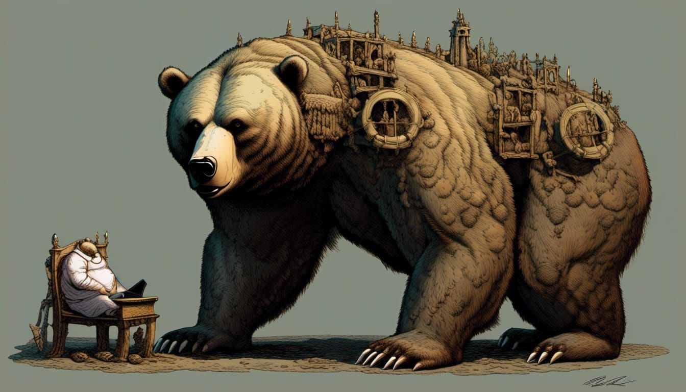 Multi-Headed Obese Black Bear Guardian of Hell