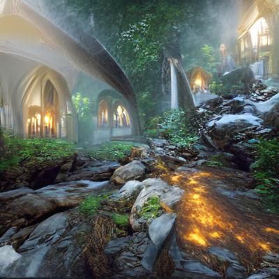 Rivendell Concept Art in 3D with Volumetric Lighting