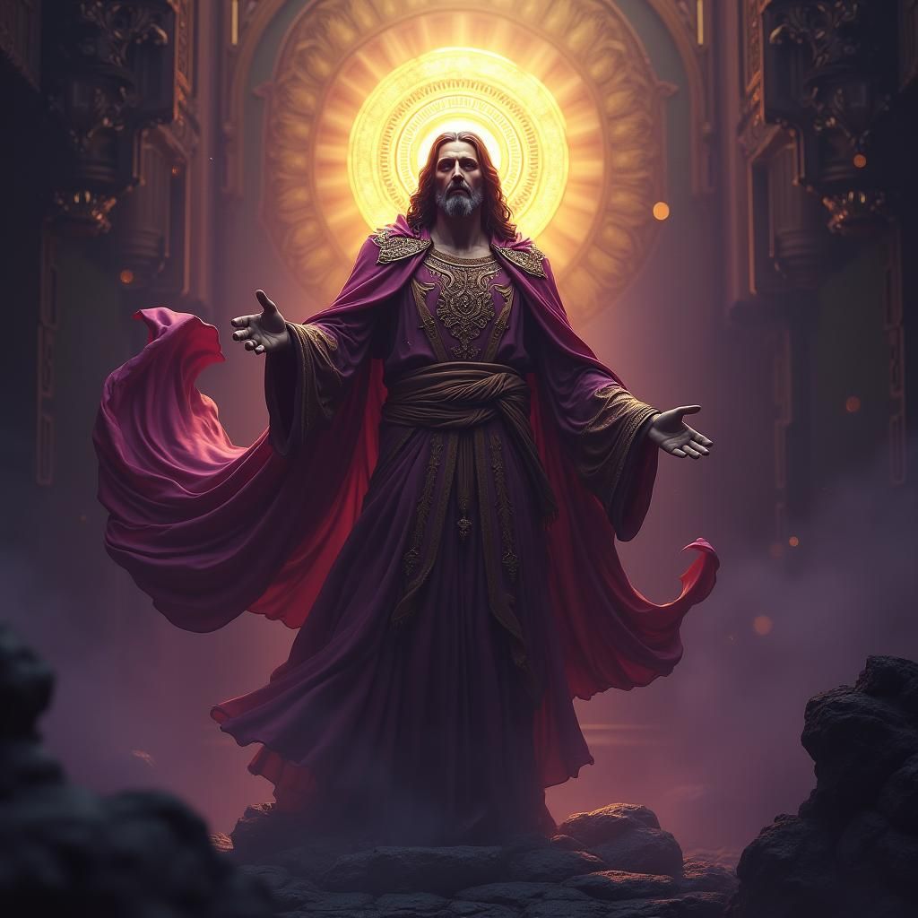 Majestic Jesus Christ in Mystical Realm as Digital Art