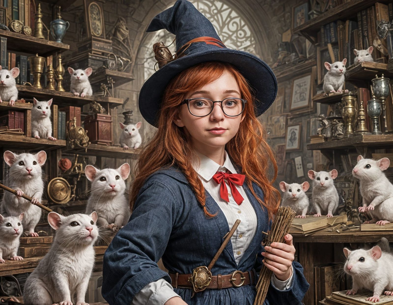 Wizard Student Yearbook Portrait in Fantasy Style