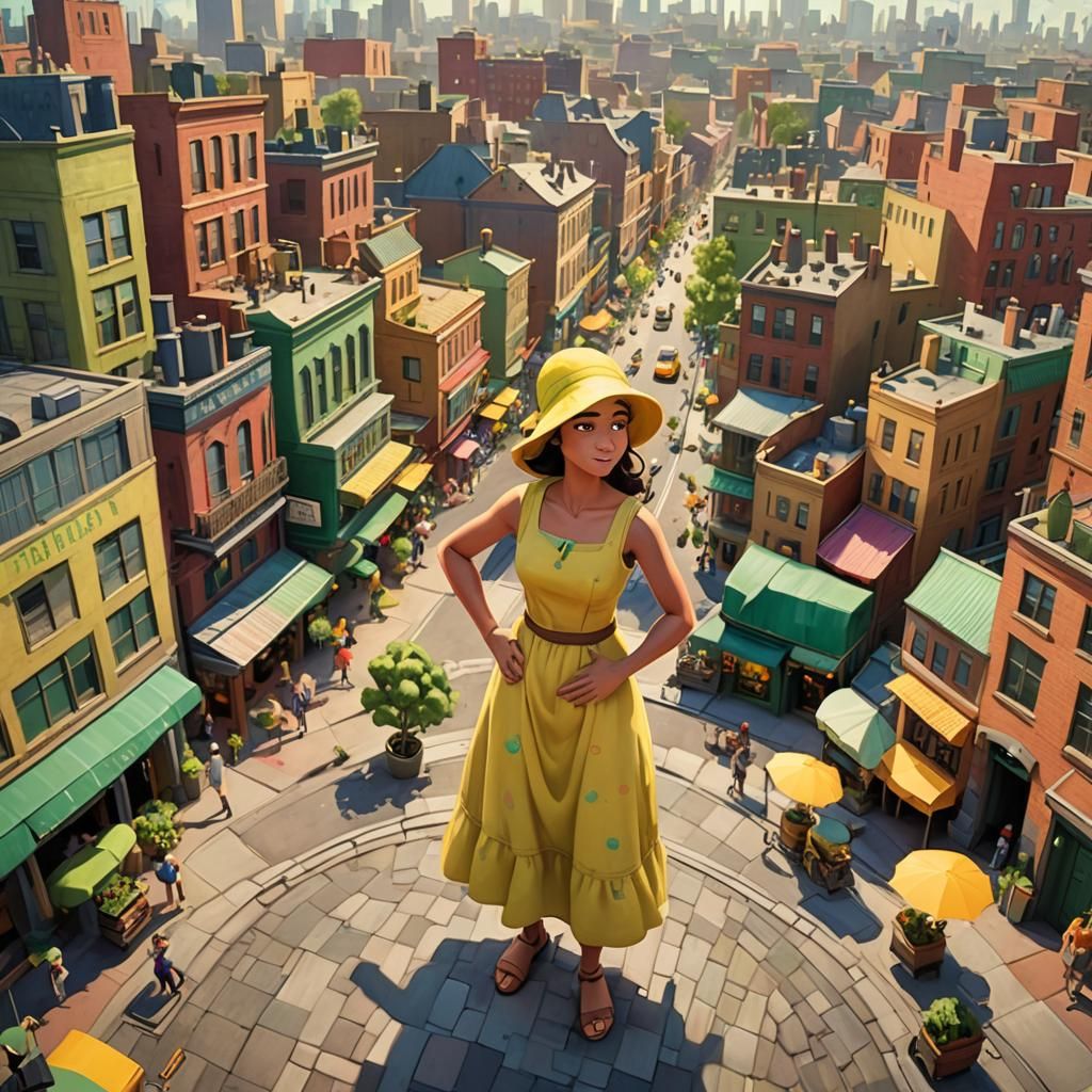 Pixar Style Image of a Very Large Girl