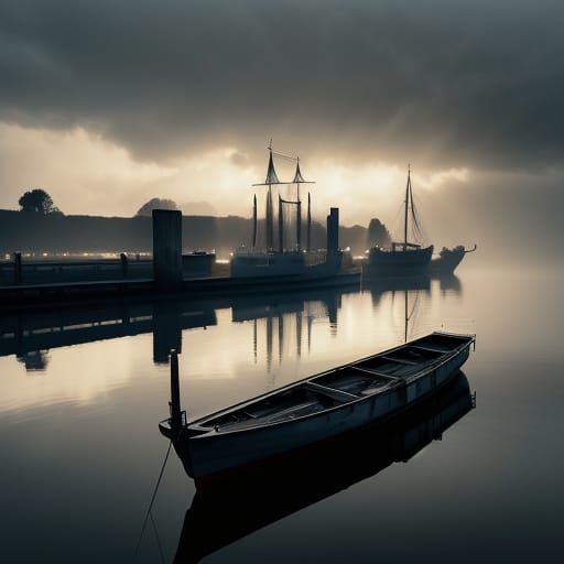 Boat on Rhine in Golden Hour Light