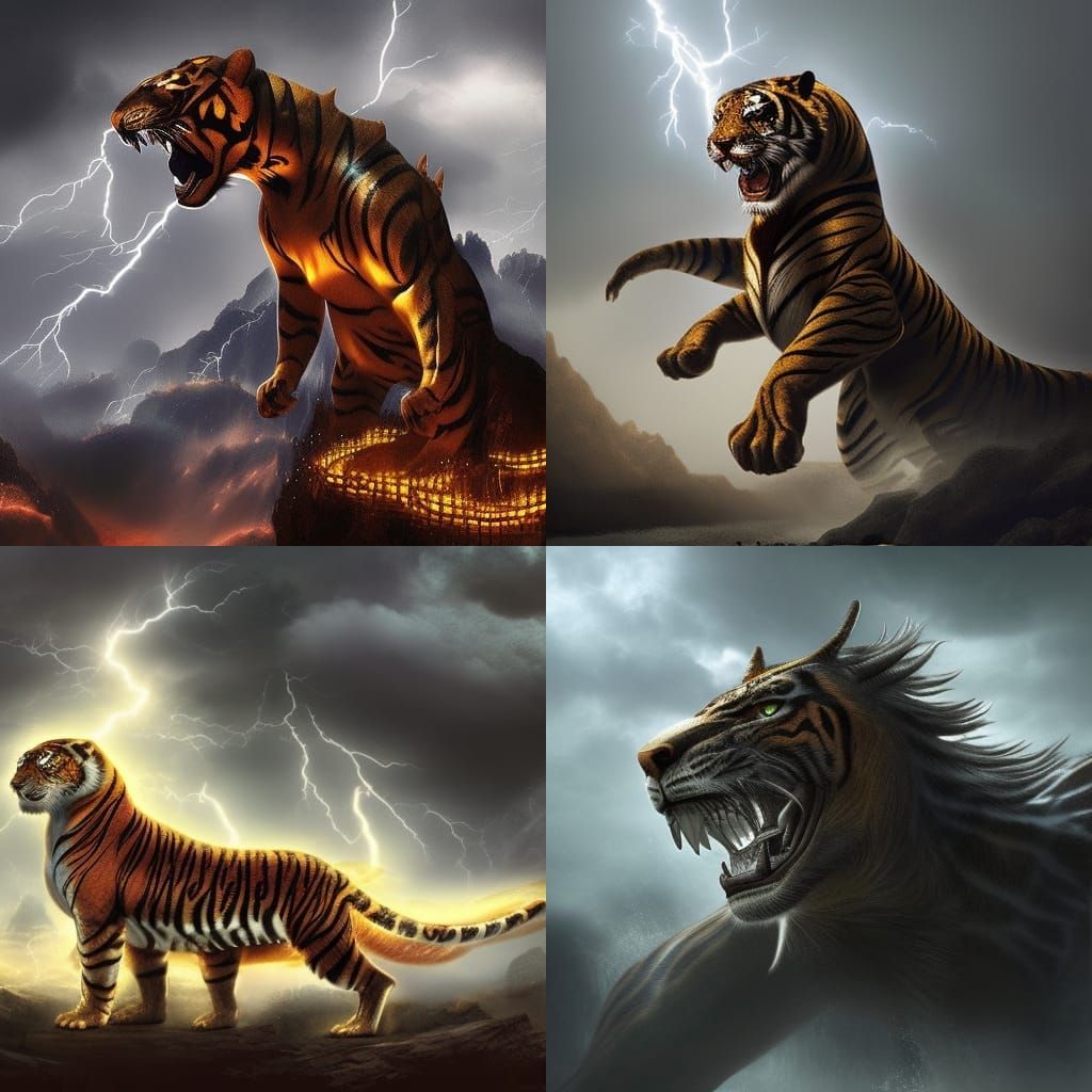 Giant Lightning Tiger Digital Matte Painting